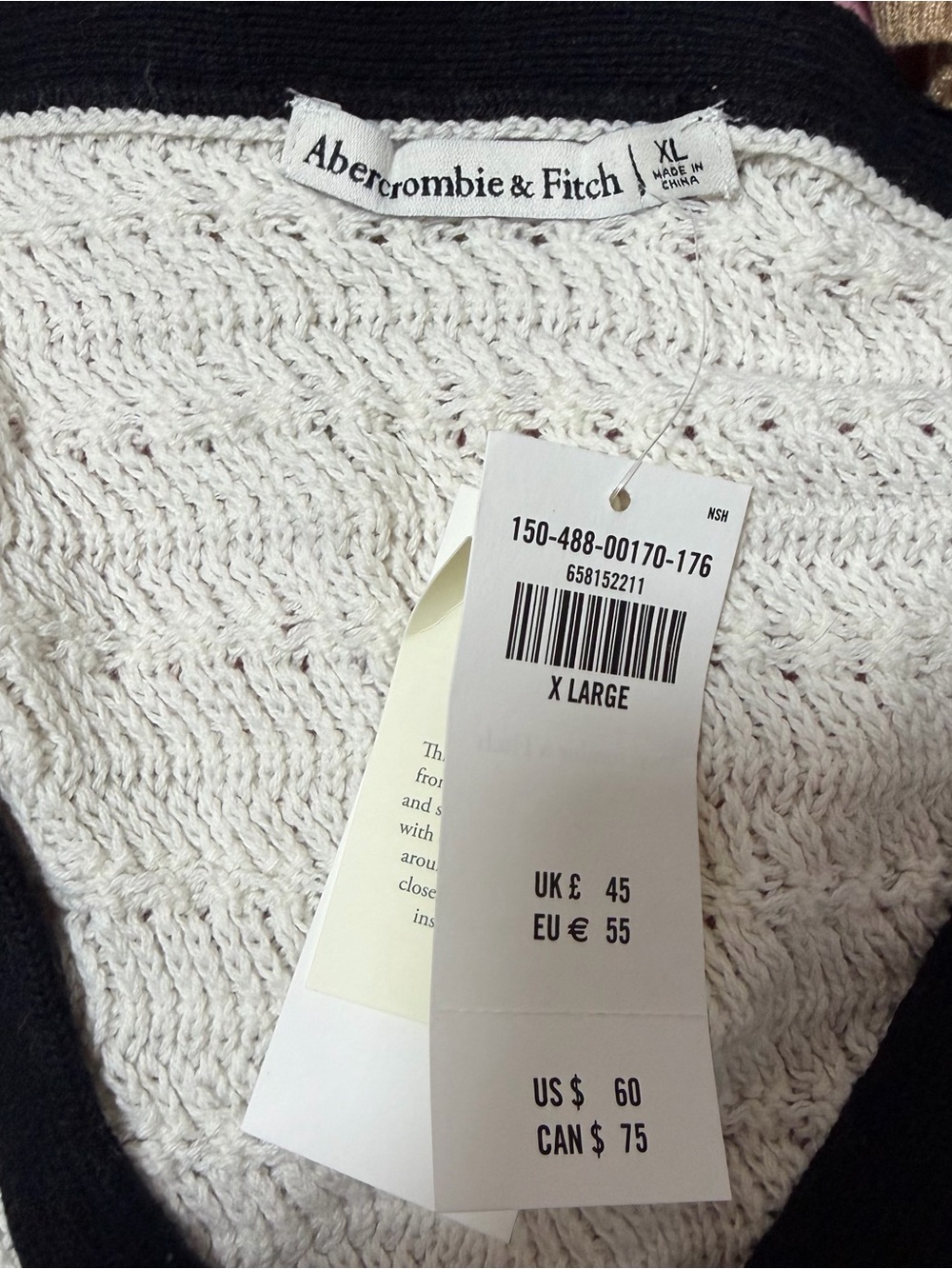 Abercrombie & Fitch Women's Crochet-Style Sweater Vest XL NWT - Picture 8 of 8